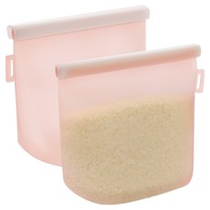 lilive 더블락 실리콘 지퍼백 핑크, 1.5L, 1개입, 2개