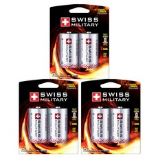스위스밀리터리 알카라인 카드형 D형 LR20 건전지, 2개입, 3개
