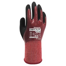 WONDER GRIP 多給力 DEXCUT® D級防油防水防割工作手套 WG-718 XL 雙手通用, 紅色 + 黑色, 1雙