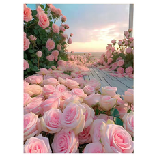 BM DESIGN 花朵珍貴鑽石畫 30 x 40 cm, 1個, 玫瑰與燈光