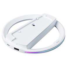 SPACE SHIELD Sony PlayStation PS5 Pro Slim 相容 Spectra RGB 照明主機垂直直立式支架底座, 白色, 1個, 單一商品