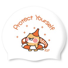 SD7 矽膠泳帽 安全守護員澎朵, 1個, 白色