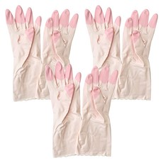 家事塑膠清潔手套, 32cm, 粉色, 3雙