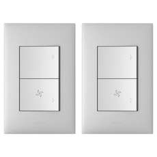 Legrand 羅格朗 Apella 下方FAN Simple 2聯開關 銀色, 2個