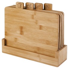 EXCELSA Eco收納座 + 分類竹製砧板 4個, 1組, 淡黃色