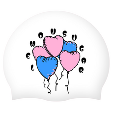 LEMONSUGAR Love Up 矽膠泳帽, 1個, 白色