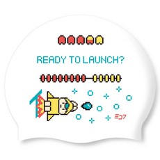 SD7 矽膠泳帽 火箭微笑, 1個, 白色