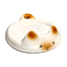 上手家居 喵團陶瓷肥皂盒, 1個, 小團暹羅貓