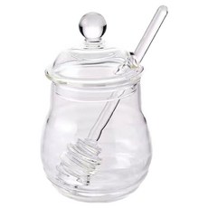 아메리칸로드 홈카페 투명 유리 꿀병용기 300ml + 교반봉 세트 HR1757, 1세트 1세트