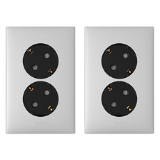 Legrand 羅格朗 Apela Simple 45度 插針式 2孔 嵌入式插座 銀色, 2個