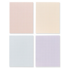 Monolike Smoothies系列格紋便條紙 106x80mm 清新色系 辦公學生皆適用, 蜜桃色 + 黃沙色 + 薄荷綠 + 薰衣紫, 4本, 1組