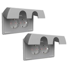 Legrand 羅格朗 Apella Simple 防水橫式防潑水型雙孔嵌入式插座 銀色, 2個