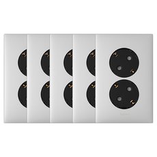 Legrand 羅格朗 Apella Simple 45度插針型2孔嵌入式插座 銀色, 5個