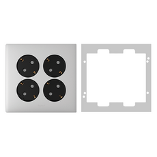 Legrand 羅格朗 Apela 銀色 Simple 4孔嵌入式插座+輔助座 45度針腳型套組, 1套