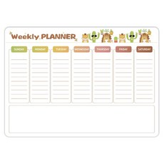 루네타 스티커형 자석보드판, 주간스케줄 화이트b