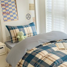 숨에르 기숙사 만화 체크 베개 커버