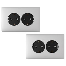 Legrand 羅格朗 Apella 銀色 Simple 2孔嵌入式插座 橫式, 2個