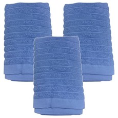 GRACE 格蕾絲 美國棉抗菌毛巾 橫條款, 3條, 經典藍