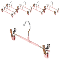YUNMI 多功能不銹鋼無痕防滑褲架10件組, 粉紅色