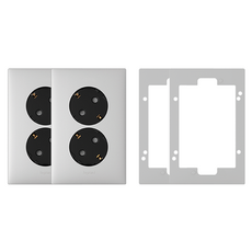 Legrand 羅格朗 阿佩拉 銀色 Simple 2孔嵌入式插座 45度針腳型 2p + 輔助座 2p 套組, 1套
