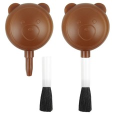 소잉바이핸드 곰돌이 미싱 키보드 먼지 제거 에어블로워 + 브러쉬 세트, 브라운, 2세트