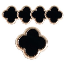yarna 빈티지 포인트 단추 07 클로버 21mm, 블랙, 5개
