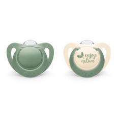 NUK Nature 矽膠安撫奶嘴1號, 0~6個月, 莫蘭迪綠, 2個