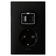 Legrand 羅格朗 Apela Simple USB 1孔埋入式插座 黑色, 1個