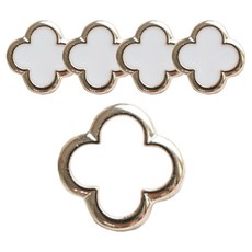 yarna 빈티지 포인트 단추 07 클로버 18mm, 화이트, 5개