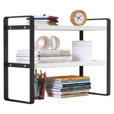 書桌多用途組裝式迷你立式層架, 白色, 2層