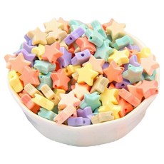 Mungudam DIY串珠 冰淇淋果凍珠 夏季串珠包 06 扁平星星 11mm 套組, 1套, 隨機出貨