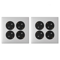 Legrand 羅格朗 Apella Simple 4孔嵌入式插座 45度插針式 銀色, 2個