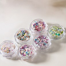 Beauty Flow 夏日夢境指甲亮片多功能亮粉系列 混搭6款套組, 白色花灑, 金色海洋, 櫻桃泡泡, 日落粉, 極光萊姆, 薰衣草拿鐵, 1個