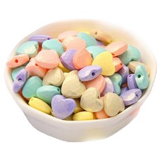 Mungudam 串珠DIY 冰淇淋果凍珠 夏季串珠包 10入扁平愛心 12mm 套組, 1套, 隨機出貨