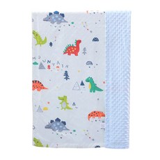 OhBabyLying 秋冬夾棉純棉加絨款荳荳毯, 藍底恐龍