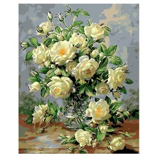 Taminayo 簡易DIY油畫組 40 x 50 cm, 1套, 白牡丹