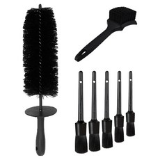 Caronic 車用輪胎細節汽車洗車清潔刷具7件組, 1套, 黑色