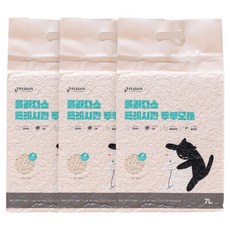 플리다스 고양이 프레시빈 가는입자 두부모래, 베이비파우더, 3개, 7L