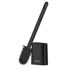 미스터시가 실리콘 변기 청소 세척솔 + 벽부착 거치대 세트, 블랙, 1세트