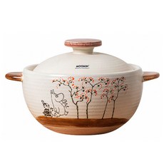 ONE TWO POT 萬土燒 嚕嚕米 MOOMIN 手繪原畫風日式燉煮1號砂鍋 秋日森林 2L, 26cm, 1個