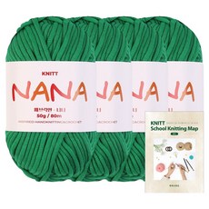 Knitt Nana 毛線 50g x 4p + Knitting Map mini 套組, 1個, 23 綠色