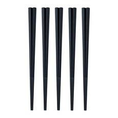 SUNLIFE 日本製六角防滑抗菌美型筷5件組, 筷子 5雙, 1組, 黑色