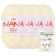 Knitt Nana 毛線 50g x 4p + Knitting Map mini 套組, 1個, 02 象牙白
