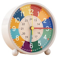 卡通夜燈兒童早教鬧鐘 充電款 4.5吋, 白色