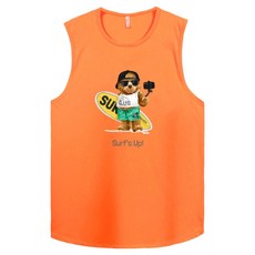 ILLUSO 男士衝浪熊印花寬版無袖上衣