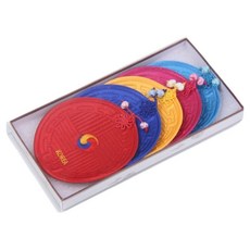 happytool 傳統圓形杯墊 鮮豔 5件組, 1套, 紅色、藍色、黃色、粉紅色、深藍色