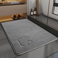 Mini嚴選 貓咪顆粒短絨浴室吸水地墊, 深灰色, 1個