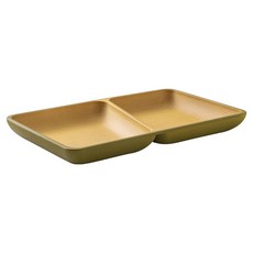 日本製 木紋抗菌方形分隔餐盤 2格, 綠色, 1個