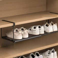 House Fit 節省空間可折疊分層鞋架整理架, 黑色, 1個