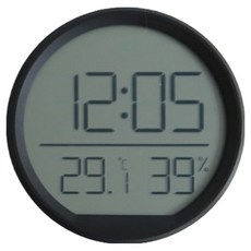 히키스 무선 디지털 온습도계 자석 벽걸이 알람 시계, 블랙, 1개